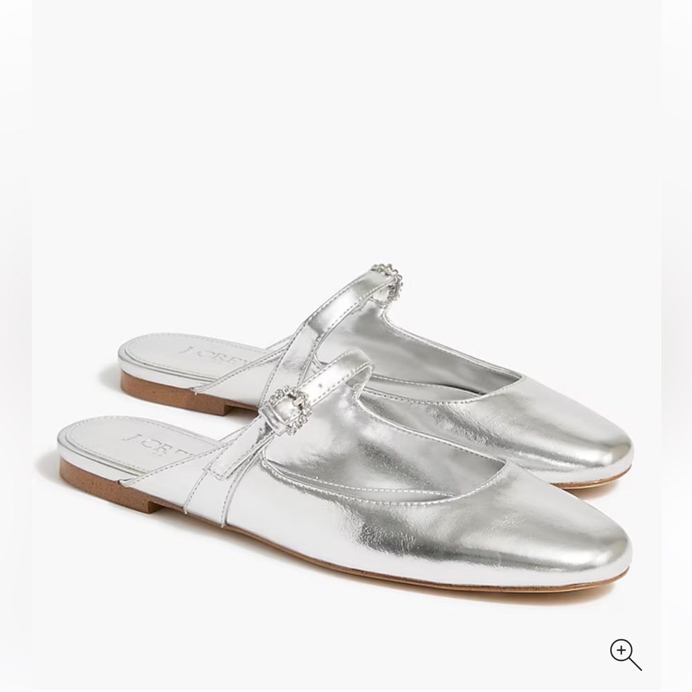 J. Crew Factory Metallic Silver Mules